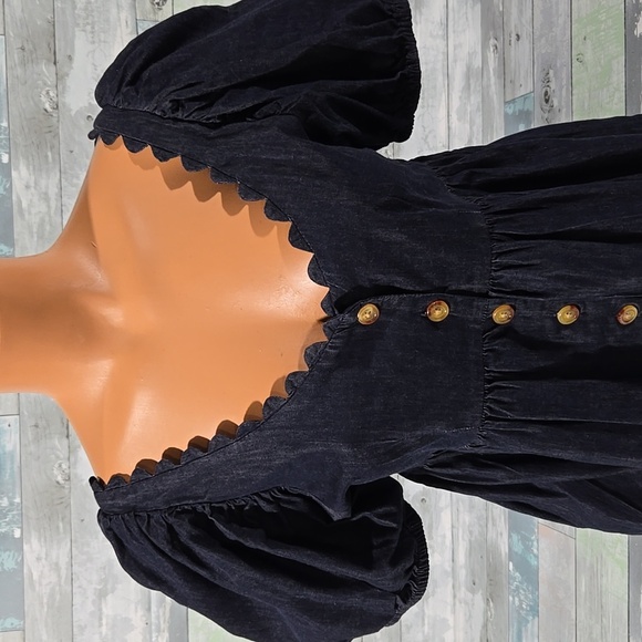 Kika Vargas Dark Denim Look Button Up Shirt/Top/Blouse Sz X-Small - Picture 2 of 6